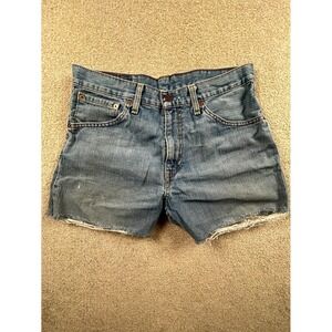 Vintage Levi's 507 Cutoff Shorts Womens 34x36 Blue Denim Raw Hem Everyday Wear